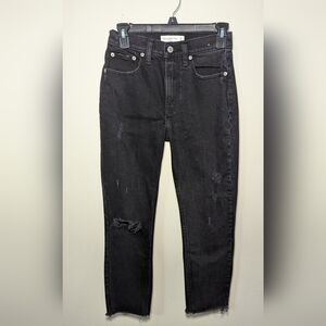 Abercrombie & Fitch The Mom Fit Black Jeans Distressed Women's Size 25 0 Short